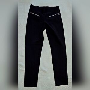 Black Leggings with Silver Zipper